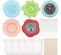 70Pcs Acrylic Pouring Art Supplies Kit 5Pcs Paint Pouring Strainers 5Pcs Measuring Cups 50Pcs Wood Stir Sticks 10Pcs Droppers