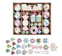 70PCS Christmas Balls Ornaments Xmas Tree Decor, Dessert Theme Baubles Set, Colorful Hanging Decorations with Cupcake Donut Candy Design for Holiday Party, Shiny Baubles Assortment Gifts