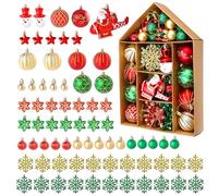 70Pcs Christmas Baubles, Christmas Tree Decoration Ball Ornaments, Shatterproof Plastic Decorative Baubles, Glitter Decorated Bauble for Xmas Hanging Decorations Festival Holiday Decor