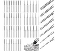 70PCS Diamond Drill Bit Set for Drilling Jewelry, 2.5/2/1.8/1.5/1.2/1/0.8mm | 150 grit diamond tip drill bits micro, 7 sizes, compatible with dremel rotary tools, for ceramic stone granite jewelry making