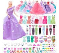 70Pcs Doll Clothes Age 3+ and Accessories Set for Barbie, 11.5 Inch Doll Outfit Including Princess Gowns Top&Pants Fashion Dress Slip Dresses Swimsuits for Girls Birthday Gifts(Random Style)