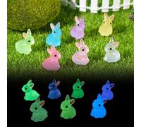 70Pcs Easter Mini Resin Bunny Glow in The Dark Mini Animals Luminous Tiny Little Small Resin Rabbit Bunnies for Dollhouse Accessories Micro Fairy Garden Decor Easter Egg Fillers Party, DIY Craft