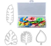 70pcs Edible Flowers Cake Toppers, with 4 pcs Cookie Cutters, Tropical Leaf, Edible Glutinous Rice Paper, DIY Decorative Baking Tools for Hawaii Aloha Jungle Summer Theme Wedding Birthday Baby Shower