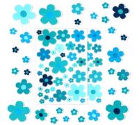 70pcs Flowers Car Stickers Set, Vinyl Decals Bike Decoration Bike Stickers for Frame, Waterproof Sticker for Car Bumper, Self Adhesive Bicycle Sticker for Window Journal Luggage (Blue)