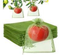 70pcs Fruit Protection Bags 6x8 inch Green Netting Cover Drawstring Mesh Tomato Protectors Bags Pest Barrier for Blueberry Small Fruit Veggies Garden (70, 6x8 inch)