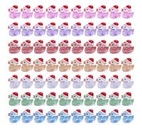 70PCS Glow in the Dark Ducks with Christmas Hat, Colorful Decorative Luminous Mini Resin Ducks for Micro Landscape Fairy Garden Aquarium Dollhouse Glow in the Dark