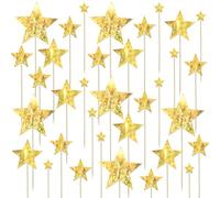70PCS Gold Star Cupcake Toppers,Glitter Little Star Cake Topper,Mixed Size Cake Decorations for Birthday Wedding Engagement Bridal Shower Party Supplies