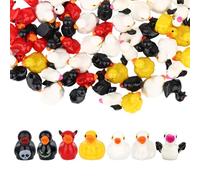 70pcs Halloween Mini Resin Ducks, 7 Styles Halloween Tiny Miniature Figurines Ghost Pumpkin Bat Mummy Skull Devil Duck for Garden Landscape Dollhouse Decorations Party Favors