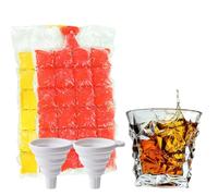 70PCS Ice Cube Bags,2PCS Silicone Funnels,ice Cube Bags for Freezer,self-sealing Leak-proof Design,suitable for Barbecue Drinks,parties and Frozen Storage.
