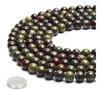 70PCS Natural 8MM Healing Gemstone, Dragon‘s Blood Energy Stone Round Loose Beads, Semi-Precious Crystal Beads with Free Elastic String for Jewelry Making DIY