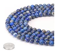 70PCS Natural 8MM Healing Gemstone, Lapis Lazuli Energy Stone Round Loose Beads, Semi-Precious Crystal Beads with Free Elastic String for Jewelry Making DIY