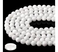 70PCS Natural 8MM Healing Gemstone, Moonstone Energy Stone Round Loose Beads, Semi-Precious Crystal Beads with Free Elastic String for Jewelry Making DIY