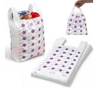 70pcs Purple Jumbo Plastic Thankyou Emoji Bags Strong Heavy Duty Vest Carrier Bags with Handles Use for Shopping, Market-Stalls, Takeaway, Groceries or General Multi-Purpose Use.