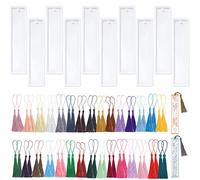 70pcs Resin Moulds 10pcs Bookmark Epoxy Resin Mold with 60pcs Colourful Tassel,Silicone Mould for Resin DIY Bookmark Moulds Silicone Moulds Rectangle Casting Mould