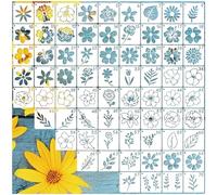 70pcs Small Flower Stencils for Painting on Wood - Tiny Nature Leaf Patterns and Templates - Floral Paint Stencil for Art Craft Canvas, Wall, Fabric, Rock (70 Flower)