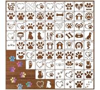 70pcs Small Paw Print Stencils for Painting on Wood Tiny Dog Cat Stencils and Patterns Animal Stencil Heart Template Paint Stencils on Art Craft Canvas Wall Fabric Rock(70 paw Print)