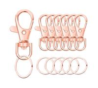 70Pcs Swivel Lobster Clasp Keychains with Key Rings 35Pcs Key Chain 35Pcs Flat Ring for Lanyard Clip Decoration DIY Crafts Jewel(Rose Golden)