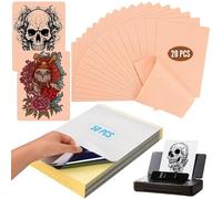 70Pcs Tattoo Practice Skin Kit, Including 50 Tattoo Transfer Sheets and 20 Pieces Tattoos Practice Skin, Suitable for Beginners to Practicing Tattoos (7.5 * 5.8/11.6 * 8.2 IN)