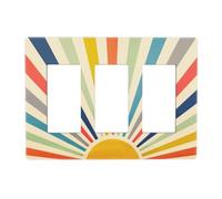70s 60s Mid Century Boho Sun Sunrise 3 Gang Triple Rocker/Decorator Light Switch Wall Plate Cover Decorative GFCI Electrical Faceplate Switchplate Dimmer