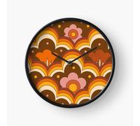 (70s 60s retro Psychedelic Flower Power, Floral Pattern=5058) Wall Clock 12 Inch Funny Mantel & Tabletop Art Decor for Home Bedroom Office