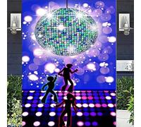 70s 80s 90s Disco Fever Dancers Party Photography Backdrop Let's Glow Crazy In The Dark Background Shining Neon Stages Banner 250x180CM