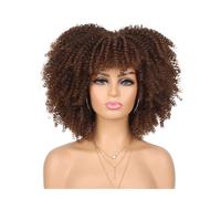 70s 80s Afro Wig for Black Women,Synthetic Short Kinky Curly Wig with Bangs for Daily Party Wear Adds Volume(4PT30)