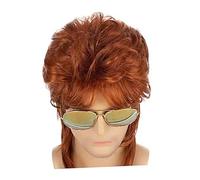 70S 80S Rock Layered Wig Cosplay Funny Costume Hair Wig for Daily Use Red Brown, 40cm