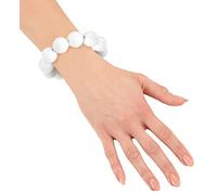 70s Beaded Bracelet - White Jewellery for 70s Hippy Hippie Fancy Dress