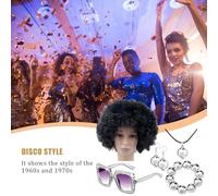 70s Disco Accessories for Women - 5 Bling 70s Disco Costume Set Rapper Costume,Rapper with Afro Wig, Bracelet, Sunglasses, Necklace for Hip Hop Party