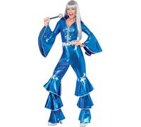 Smiffy's Jumpsuit Costume - 70s Disco Dream - Lace-Up - Blue - Adults