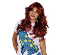70s Flick Wig - Auburn I Love Fancy Dress Red 3 Pack