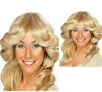 70s Flick Wig Blonde Wavy 1970's Charlie's Angels Fancy Dress Accessory Wig