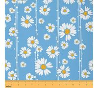 70s Groovy Daisy Fabric by The Yard Cartoon Retro Wild Flowers Decor Fabric for Sewing Lovers Vintage Hippie Floral Rustic Style Fabric for Bed Outdoor Indoor DIY Projects 10 Yards