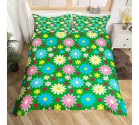 70S Groovy Flower Duvet Cover Single Flowers Ladybird Bedding Set For Kids Child Girls Cool Vintage Boho Floral Comforter Cover Colored Women'S Halloween 1960'S 1970'S Disco Hippie Indie Room Decor