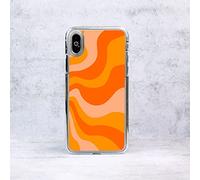 70's Groovy Lines Plastic Phone Case/Cover Compatible with iPhone X/XS Orange