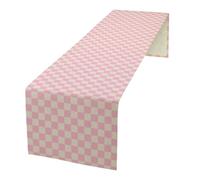 70s Hippie Table Runner Groovy Pink Grid Square Modern Geometric Boho Dinner Runner for Living Room Kitchen Party Holiday Dinner Home Decor Autumn and Winter 13x36in