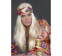 70s Hippy Girl Long Straight Blonde Wig