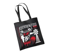 70s horror movie inspired graphic doodle Tote Bag, Large Cotton Canvas Shoulder Bag for Women & Men, Foldable, Washable, Ideal for Books, Groceries, Work, Gym, Travel, Office, School & Daily Use