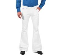70s Legends Men's Flared Trousers Original Disco Flare Cut Casual Trousers Saturday Night Fever Look Lightweight Breathable Slip On Trousers Essentials Durable