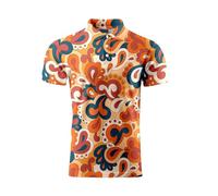 70s Outfits for Men Golf Polo Shirts Short Sleeve Disco Retro Paisley Button Vintage Dry Fit Funny Clothes, Paisley Floral, XL