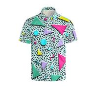 70s Outfits for Men Golf Polo Shirts Short Sleeve Disco Retro Paisley Button Vintage Dry Fit Funny Clothes, 80s 90s Blue, Medium