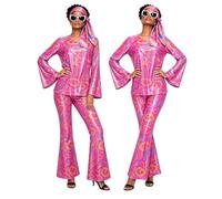 70s Outfits for Women Disco Costume Sequin Top & Bell Bottoms Accessories Set 70’s Retro Outfit Shiny 1970s Outfit with Bold Cut Glam Details Ideal Dancers Stage Performers