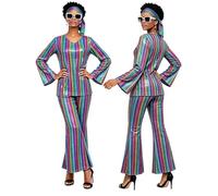 70s Outfits for Women Disco Costume Sequin Top & Bell Bottoms Accessories Set 70’s Retro Outfit Shiny 1970s Outfit with Bold Cut Glam Details Ideal Dancers Stage Performers