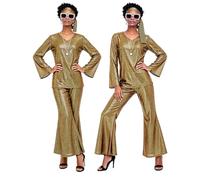 70s Outfits for Women Disco Costume Sequin Top & Bell Bottoms Accessories Set 70’s Retro Outfit Shiny 1970s Outfit with Bold Cut Glam Details Ideal Dancers Stage Performers
