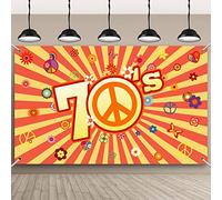 70s Party Backdrop Back to 70s Backdrop Hippie Groovy Party Decorations Daisy Flower Peace Sign Background for 1970's Birthday Party Supplies Banner Photo Props