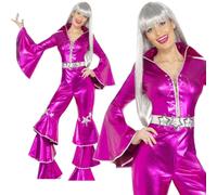 70s Pink Dancing Queen Costume Music Waterloo Mamma Mia Adult Fancy Dress New