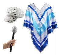 70's Pop Poncho, Mic & Sequin Disco Hat