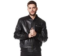 '70'S RETRO BOMBER' Men's Black Cool Classic Soft Italian Nappa Leather Jacket (M)