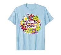 70s Retro Floral Happy Face Flower Power Hippie Women Girls T-Shirt