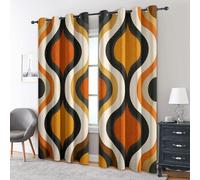70s Retro Geometric Curtains Blackout, 46x72 Inch 2 Panels - Mid Century Modern Pattern Black Out Curtains, Home Decor, 72 Drop Eyelet Window Drapes for Bedroom, Living Room A&BN75